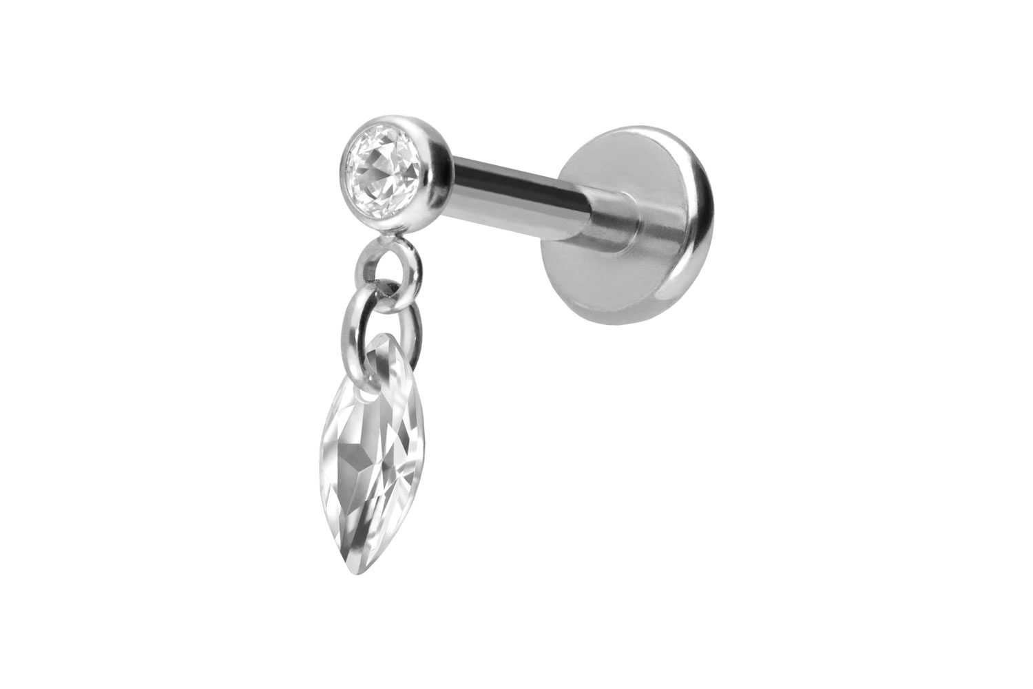 Titan Labret Piercing mit Push Fit KRISTALLOVAL